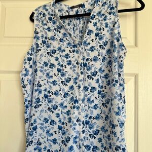 NYDJ Blue Floral Sleeveless Blouse